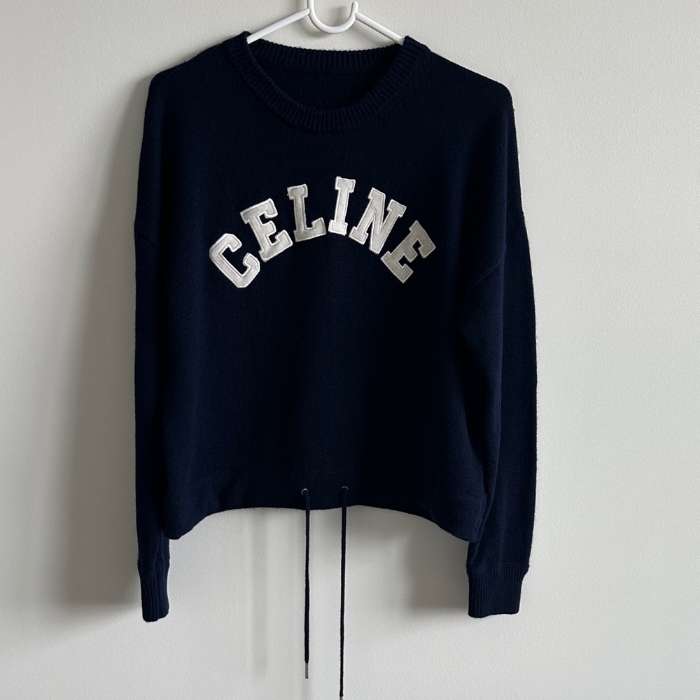 Authentic Celine Navy Blue Crew Neck Sweater Size L